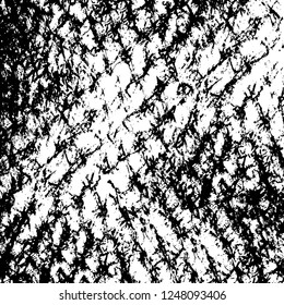 Grunge overlay layer. Abstract black and white vector background. Monochrome vintage surface with dirty pattern in cracks, spots, dots. Old painted wall in dark horror style design