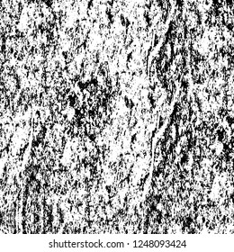 Grunge overlay layer. Abstract black and white vector background. Monochrome vintage surface with dirty pattern in cracks, spots, dots. Old painted wall in dark horror style design