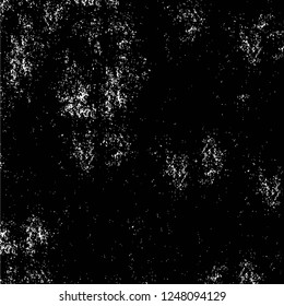 Grunge overlay layer. Abstract black and white vector background. Monochrome vintage surface with dirty pattern in cracks, spots, dots. Old painted wall in dark horror style design