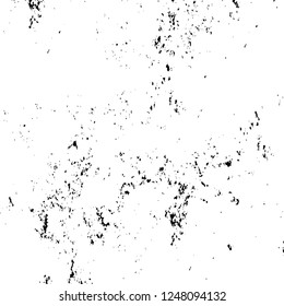 Grunge overlay layer. Abstract black and white vector background. Monochrome vintage surface with dirty pattern in cracks, spots, dots. Old painted wall in dark horror style design