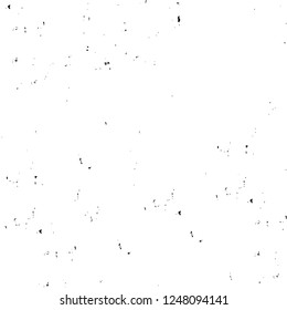 Grunge overlay layer. Abstract black and white vector background. Monochrome vintage surface with dirty pattern in cracks, spots, dots. Old painted wall in dark horror style design