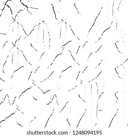 Grunge overlay layer. Abstract black and white vector background. Monochrome vintage surface with dirty pattern in cracks, spots, dots. Old painted wall in dark horror style design