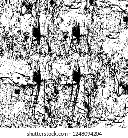 Grunge overlay layer. Abstract black and white vector background. Monochrome vintage surface with dirty pattern in cracks, spots, dots. Old painted wall in dark horror style design