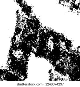 Grunge overlay layer. Abstract black and white vector background. Monochrome vintage surface with dirty pattern in cracks, spots, dots. Old painted wall in dark horror style design