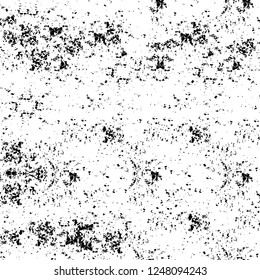 Grunge overlay layer. Abstract black and white vector background. Monochrome vintage surface with dirty pattern in cracks, spots, dots. Old painted wall in dark horror style design