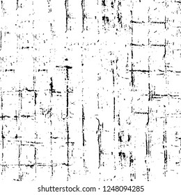 Grunge overlay layer. Abstract black and white vector background. Monochrome vintage surface with dirty pattern in cracks, spots, dots. Old painted wall in dark horror style design