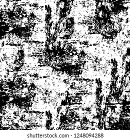 Grunge overlay layer. Abstract black and white vector background. Monochrome vintage surface with dirty pattern in cracks, spots, dots. Old painted wall in dark horror style design
