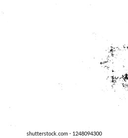 Grunge overlay layer. Abstract black and white vector background. Monochrome vintage surface with dirty pattern in cracks, spots, dots. Old painted wall in dark horror style design