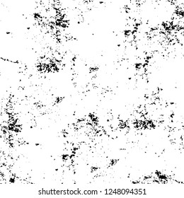 Grunge overlay layer. Abstract black and white vector background. Monochrome vintage surface with dirty pattern in cracks, spots, dots. Old painted wall in dark horror style design