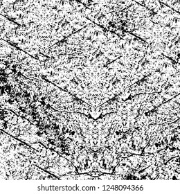 Grunge overlay layer. Abstract black and white vector background. Monochrome vintage surface with dirty pattern in cracks, spots, dots. Old painted wall in dark horror style design
