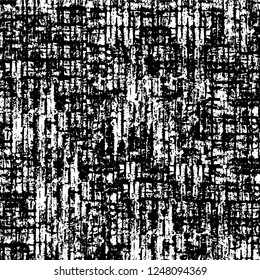 Grunge overlay layer. Abstract black and white vector background. Monochrome vintage surface with dirty pattern in cracks, spots, dots. Old painted wall in dark horror style design