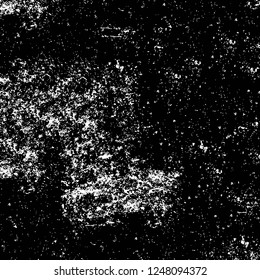 Grunge overlay layer. Abstract black and white vector background. Monochrome vintage surface with dirty pattern in cracks, spots, dots. Old painted wall in dark horror style design