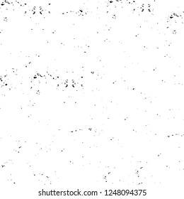 Grunge overlay layer. Abstract black and white vector background. Monochrome vintage surface with dirty pattern in cracks, spots, dots. Old painted wall in dark horror style design