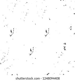 Grunge overlay layer. Abstract black and white vector background. Monochrome vintage surface with dirty pattern in cracks, spots, dots. Old painted wall in dark horror style design