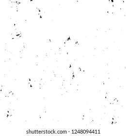 Grunge overlay layer. Abstract black and white vector background. Monochrome vintage surface with dirty pattern in cracks, spots, dots. Old painted wall in dark horror style design