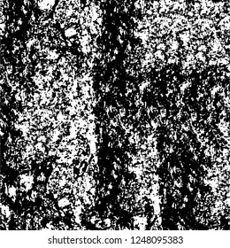 Grunge overlay layer. Abstract black and white vector background. Monochrome vintage surface with dirty pattern in cracks, spots, dots. Old painted wall in dark horror style design