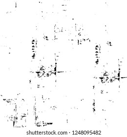 Grunge overlay layer. Abstract black and white vector background. Monochrome vintage surface with dirty pattern in cracks, spots, dots. Old painted wall in dark horror style design