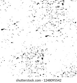Grunge overlay layer. Abstract black and white vector background. Monochrome vintage surface with dirty pattern in cracks, spots, dots. Old painted wall in dark horror style design