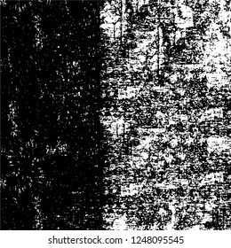 Grunge overlay layer. Abstract black and white vector background. Monochrome vintage surface with dirty pattern in cracks, spots, dots. Old painted wall in dark horror style design