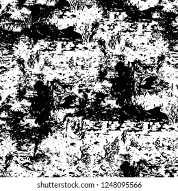 Grunge overlay layer. Abstract black and white vector background. Monochrome vintage surface with dirty pattern in cracks, spots, dots. Old painted wall in dark horror style design