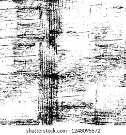Grunge overlay layer. Abstract black and white vector background. Monochrome vintage surface with dirty pattern in cracks, spots, dots. Old painted wall in dark horror style design