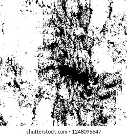 Grunge overlay layer. Abstract black and white vector background. Monochrome vintage surface with dirty pattern in cracks, spots, dots. Old painted wall in dark horror style design