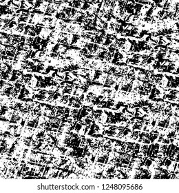 Grunge overlay layer. Abstract black and white vector background. Monochrome vintage surface with dirty pattern in cracks, spots, dots. Old painted wall in dark horror style design