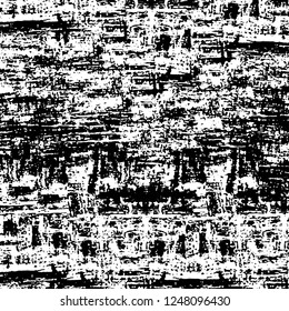 Grunge overlay layer. Abstract black and white vector background. Monochrome vintage surface with dirty pattern in cracks, spots, dots. Old painted wall in dark horror style design