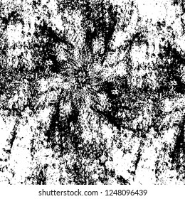 Grunge overlay layer. Abstract black and white vector background. Monochrome vintage surface with dirty pattern in cracks, spots, dots. Old painted wall in dark horror style design