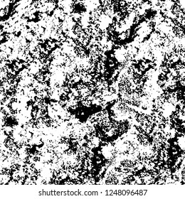 Grunge overlay layer. Abstract black and white vector background. Monochrome vintage surface with dirty pattern in cracks, spots, dots. Old painted wall in dark horror style design