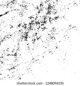 Grunge overlay layer. Abstract black and white vector background. Monochrome vintage surface with dirty pattern in cracks, spots, dots. Old painted wall in dark horror style design