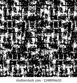 Grunge overlay layer. Abstract black and white vector background. Monochrome vintage surface with dirty pattern in cracks, spots, dots. Old painted wall in dark horror style design