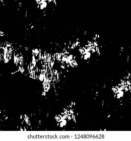 Grunge overlay layer. Abstract black and white vector background. Monochrome vintage surface with dirty pattern in cracks, spots, dots. Old painted wall in dark horror style design