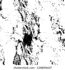 Grunge overlay layer. Abstract black and white vector background. Monochrome vintage surface with dirty pattern in cracks, spots, dots. Old painted wall in dark horror style design