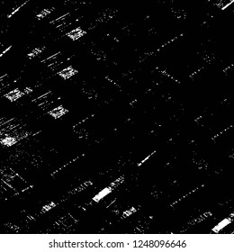 Grunge overlay layer. Abstract black and white vector background. Monochrome vintage surface with dirty pattern in cracks, spots, dots. Old painted wall in dark horror style design