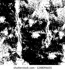 Grunge overlay layer. Abstract black and white vector background. Monochrome vintage surface with dirty pattern in cracks, spots, dots. Old painted wall in dark horror style design