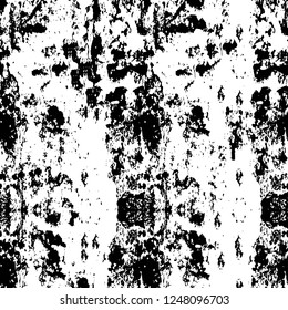 Grunge overlay layer. Abstract black and white vector background. Monochrome vintage surface with dirty pattern in cracks, spots, dots. Old painted wall in dark horror style design