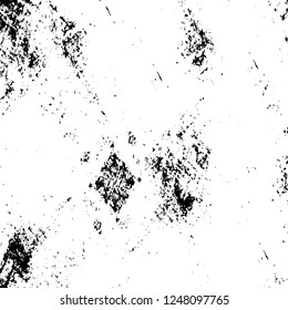 Grunge overlay layer. Abstract black and white vector background. Monochrome vintage surface with dirty pattern in cracks, spots, dots. Old painted wall in dark horror style design