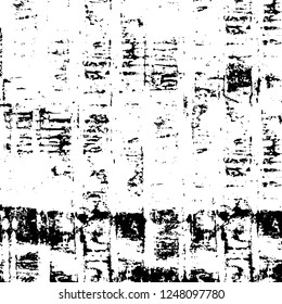 Grunge overlay layer. Abstract black and white vector background. Monochrome vintage surface with dirty pattern in cracks, spots, dots. Old painted wall in dark horror style design
