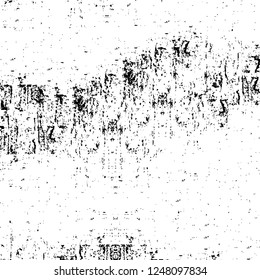 Grunge overlay layer. Abstract black and white vector background. Monochrome vintage surface with dirty pattern in cracks, spots, dots. Old painted wall in dark horror style design