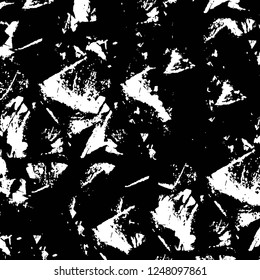 Grunge overlay layer. Abstract black and white vector background. Monochrome vintage surface with dirty pattern in cracks, spots, dots. Old painted wall in dark horror style design