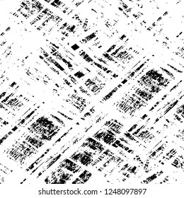 Grunge overlay layer. Abstract black and white vector background. Monochrome vintage surface with dirty pattern in cracks, spots, dots. Old painted wall in dark horror style design