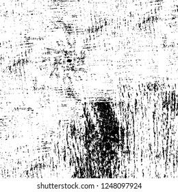 Grunge overlay layer. Abstract black and white vector background. Monochrome vintage surface with dirty pattern in cracks, spots, dots. Old painted wall in dark horror style design