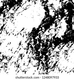 Grunge overlay layer. Abstract black and white vector background. Monochrome vintage surface with dirty pattern in cracks, spots, dots. Old painted wall in dark horror style design