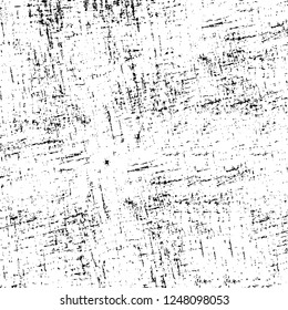 Grunge overlay layer. Abstract black and white vector background. Monochrome vintage surface with dirty pattern in cracks, spots, dots. Old painted wall in dark horror style design