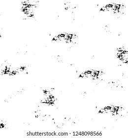 Grunge overlay layer. Abstract black and white vector background. Monochrome vintage surface with dirty pattern in cracks, spots, dots. Old painted wall in dark horror style design