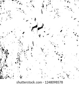 Grunge overlay layer. Abstract black and white vector background. Monochrome vintage surface with dirty pattern in cracks, spots, dots. Old painted wall in dark horror style design