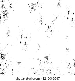 Grunge overlay layer. Abstract black and white vector background. Monochrome vintage surface with dirty pattern in cracks, spots, dots. Old painted wall in dark horror style design
