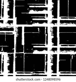 Grunge overlay layer. Abstract black and white vector background. Monochrome vintage surface with dirty pattern in cracks, spots, dots. Old painted wall in dark horror style design