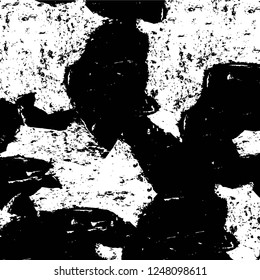 Grunge overlay layer. Abstract black and white vector background. Monochrome vintage surface with dirty pattern in cracks, spots, dots. Old painted wall in dark horror style design